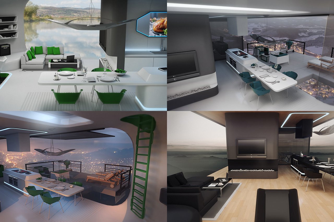 modern futuristic mobile home interior