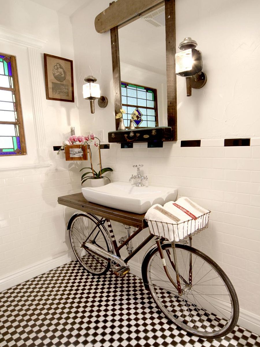 Whimsical bicycle-infused vanity unit