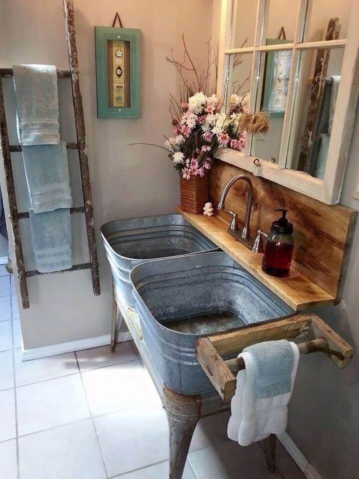 Antique double vanity for contemporary bathrooms