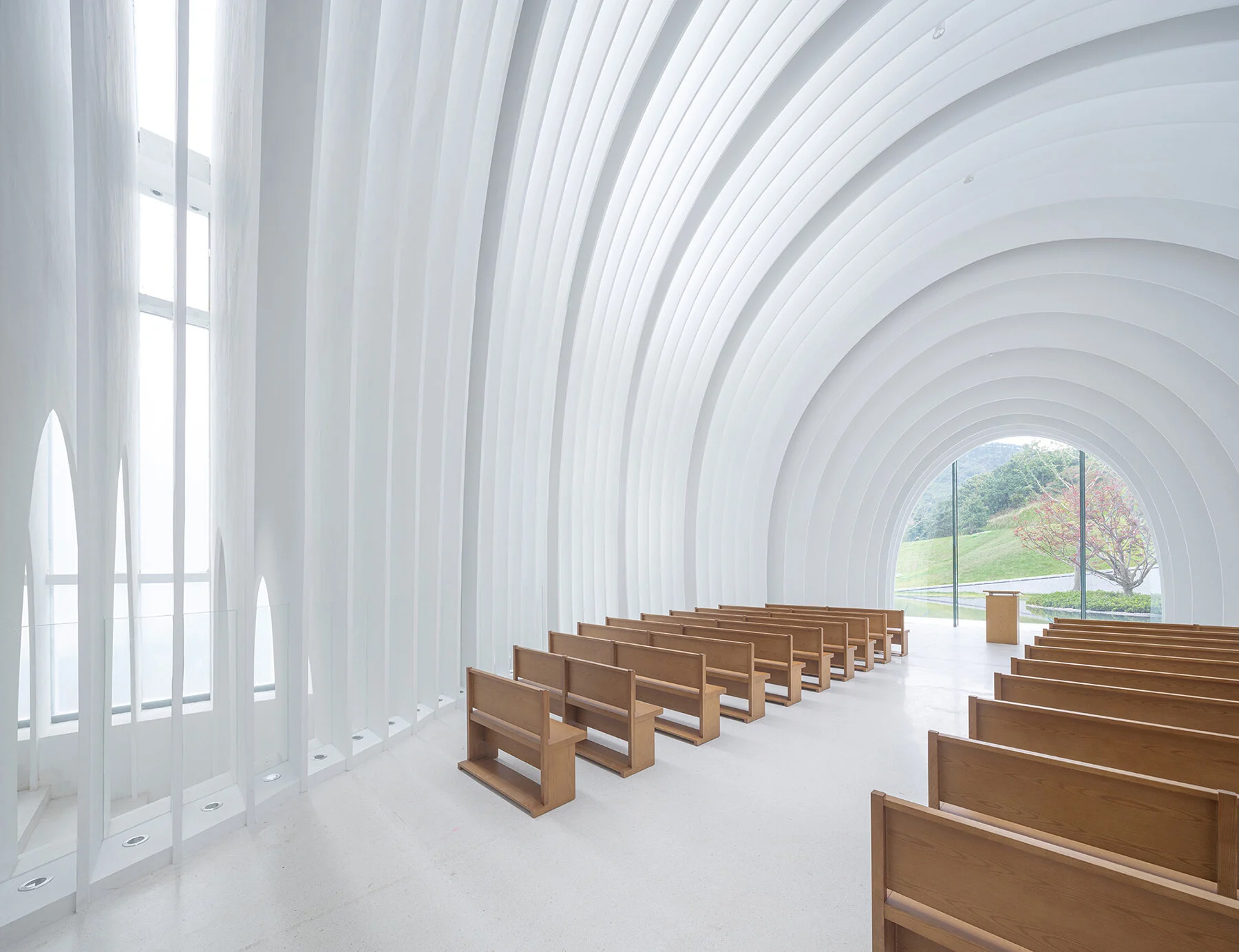 white modern church