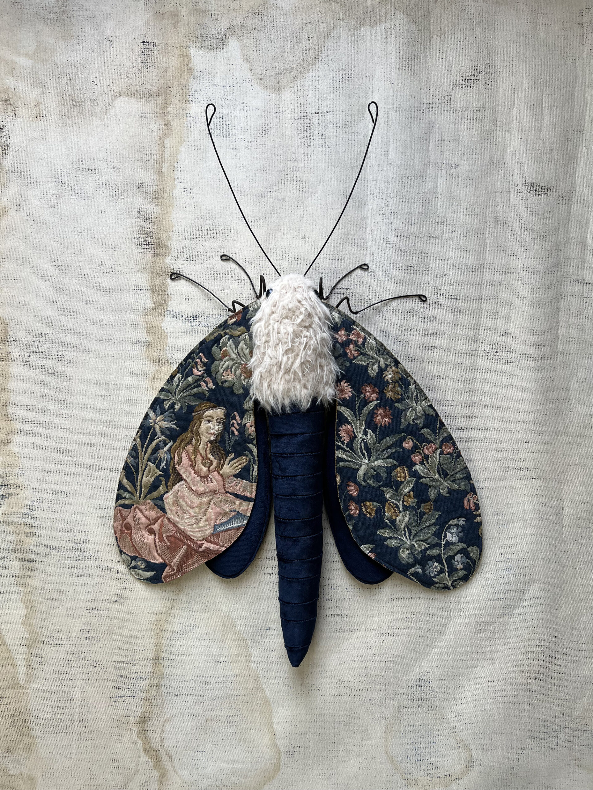 Vintage Tapestries on the Wings of Larysa Bernhardt's Plush Moths