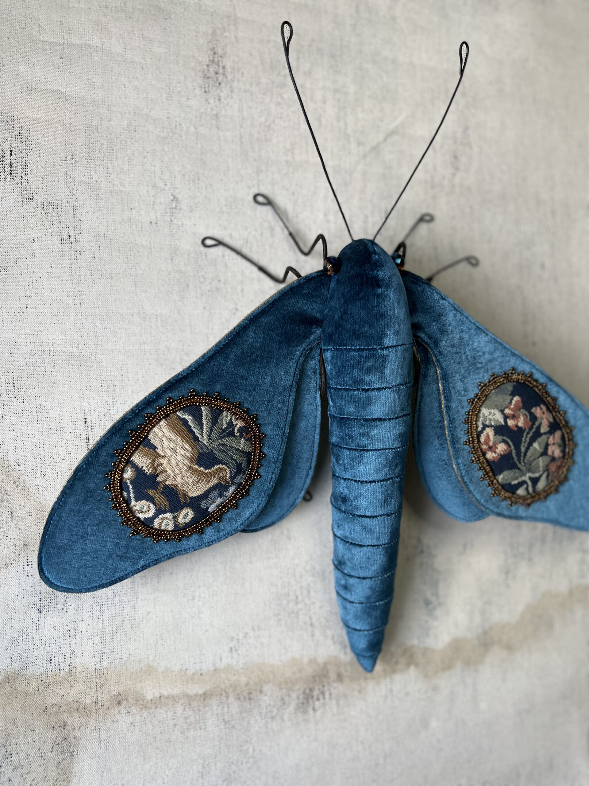 Vintage Tapestries on the Wings of Larysa Bernhardt's Plush Moths