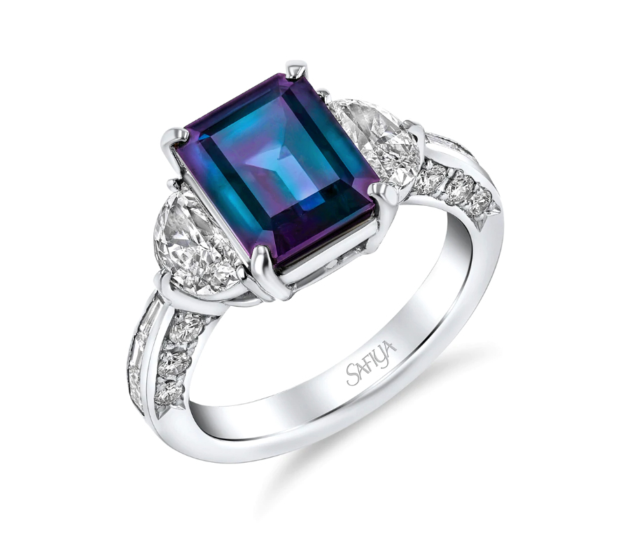 Alexandrite Stone Platinum Ring