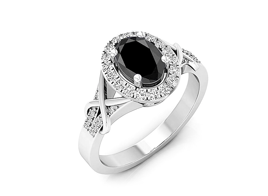 Black Sapphire White Gold Ring