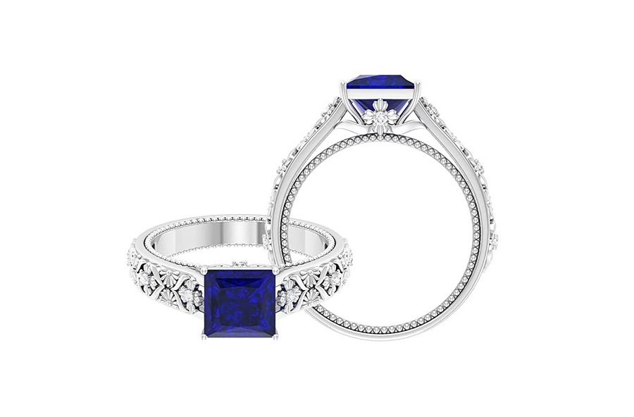 Blue Sapphire Engagement Ring