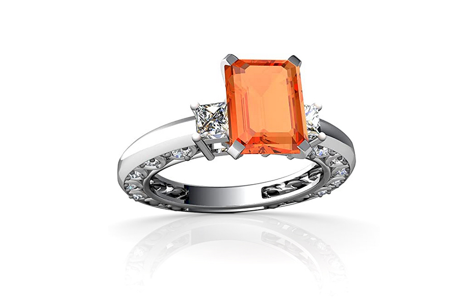 Fire Opal White Gold Ring