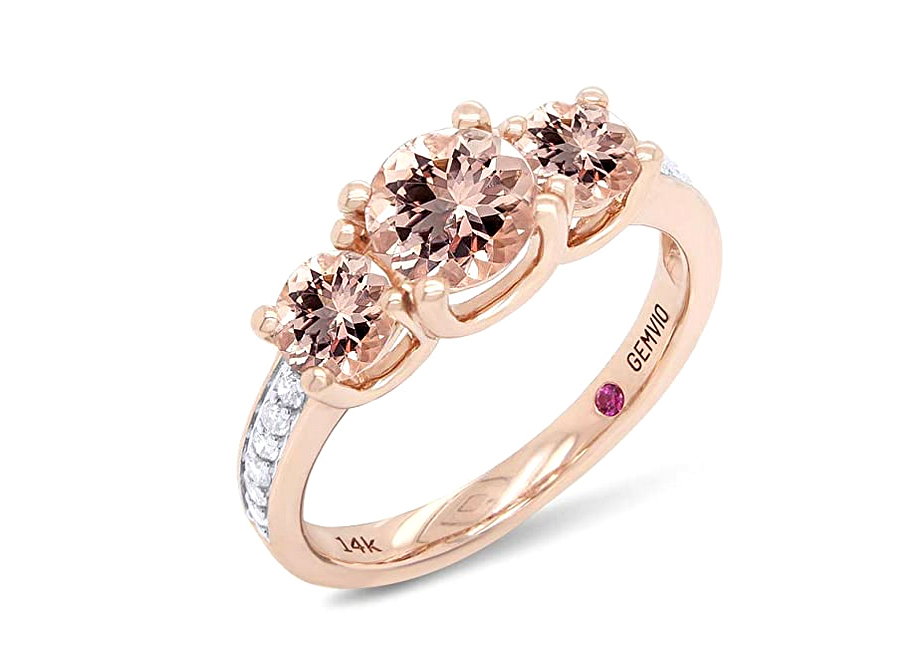 Morganite Three Stone Rose Gold Ring