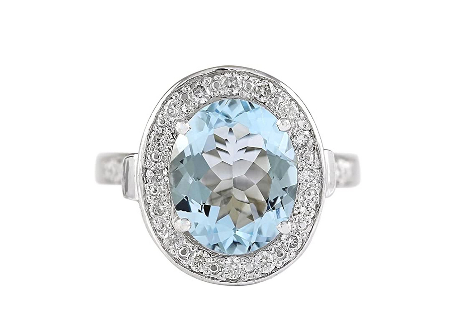 Natural Blue Aquamarine Ring