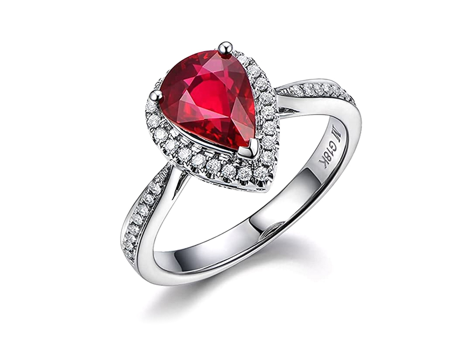 Red Teardrop Ruby Ring