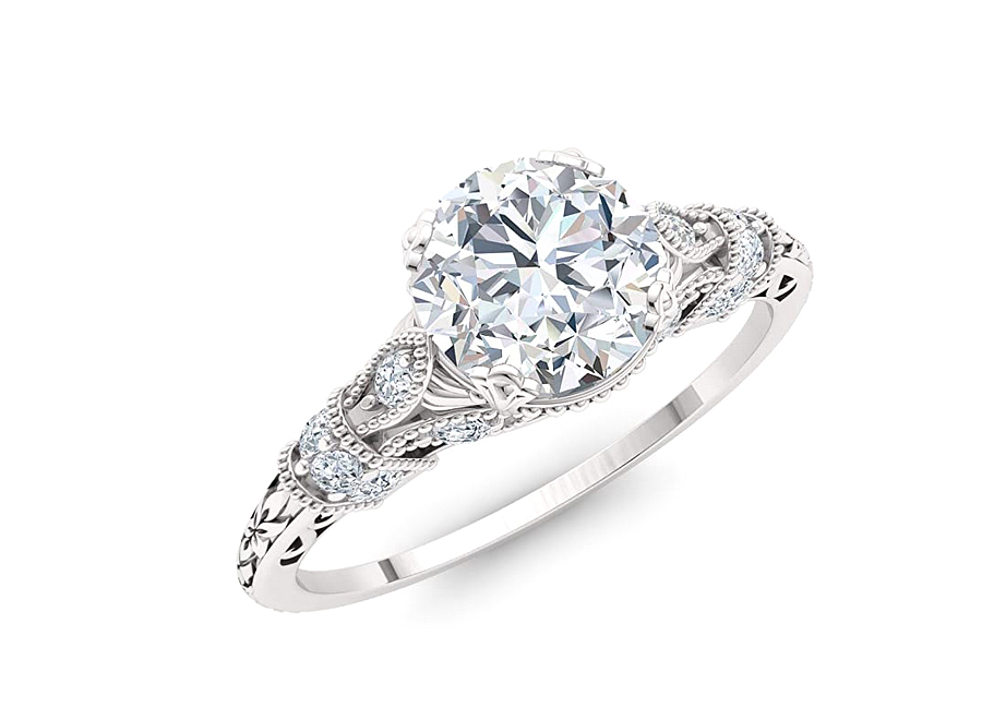White Diamond Gemstone White Gold Ring