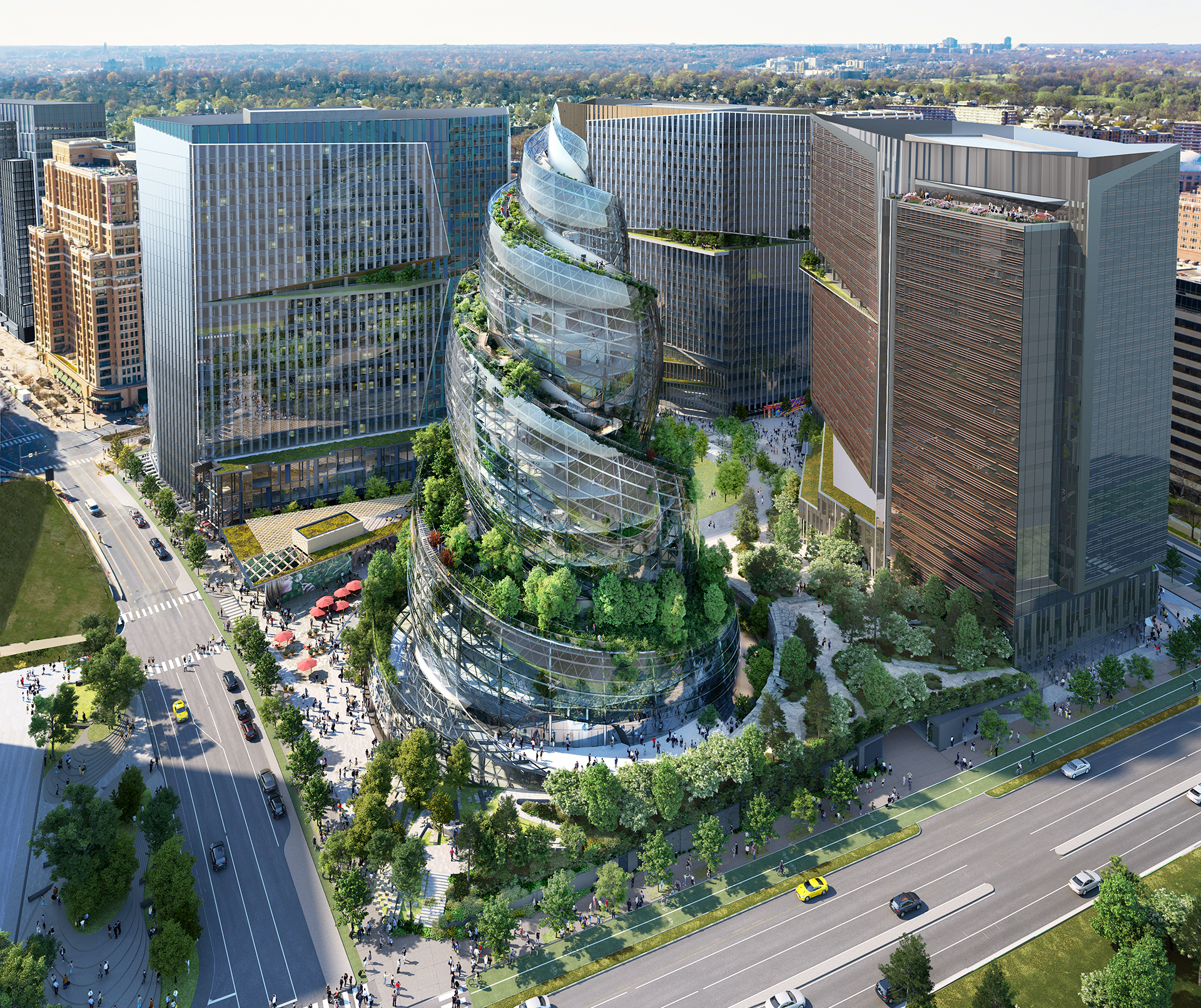 Spiral Glass Tower for Amazon HQ2 in Virginia