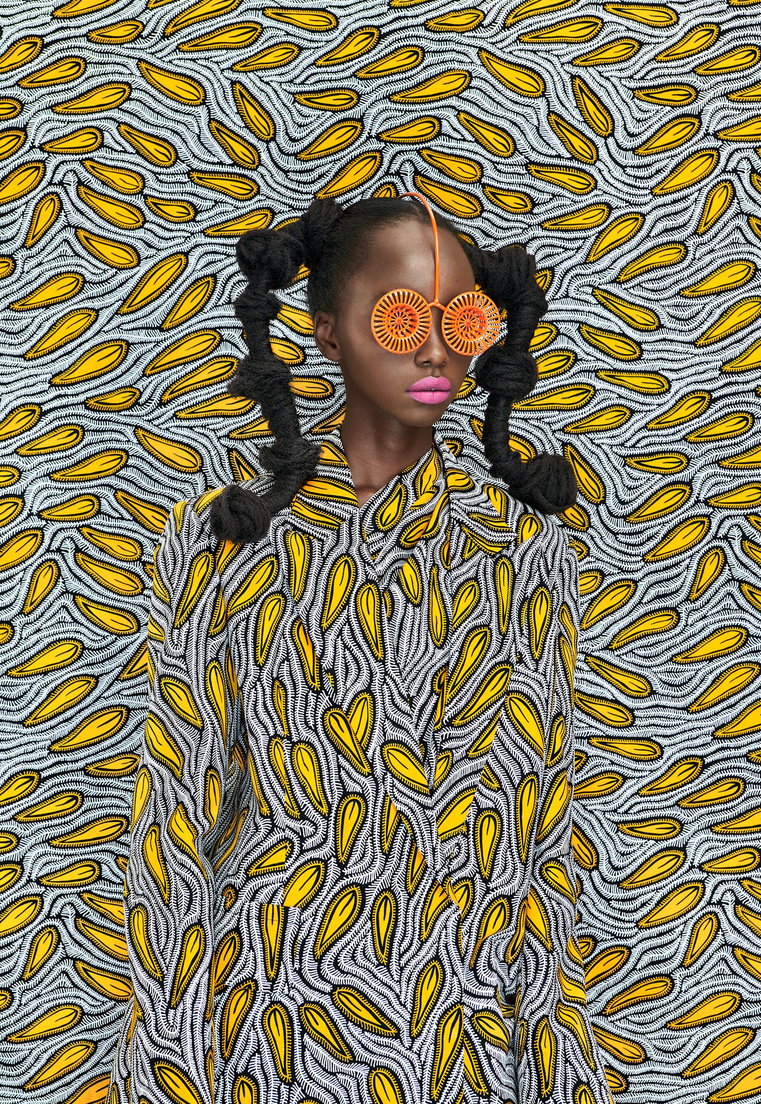 Vibrant Textiles and Repurposed Eyewear Camouflage on Thandiwe Muriu's Portraits