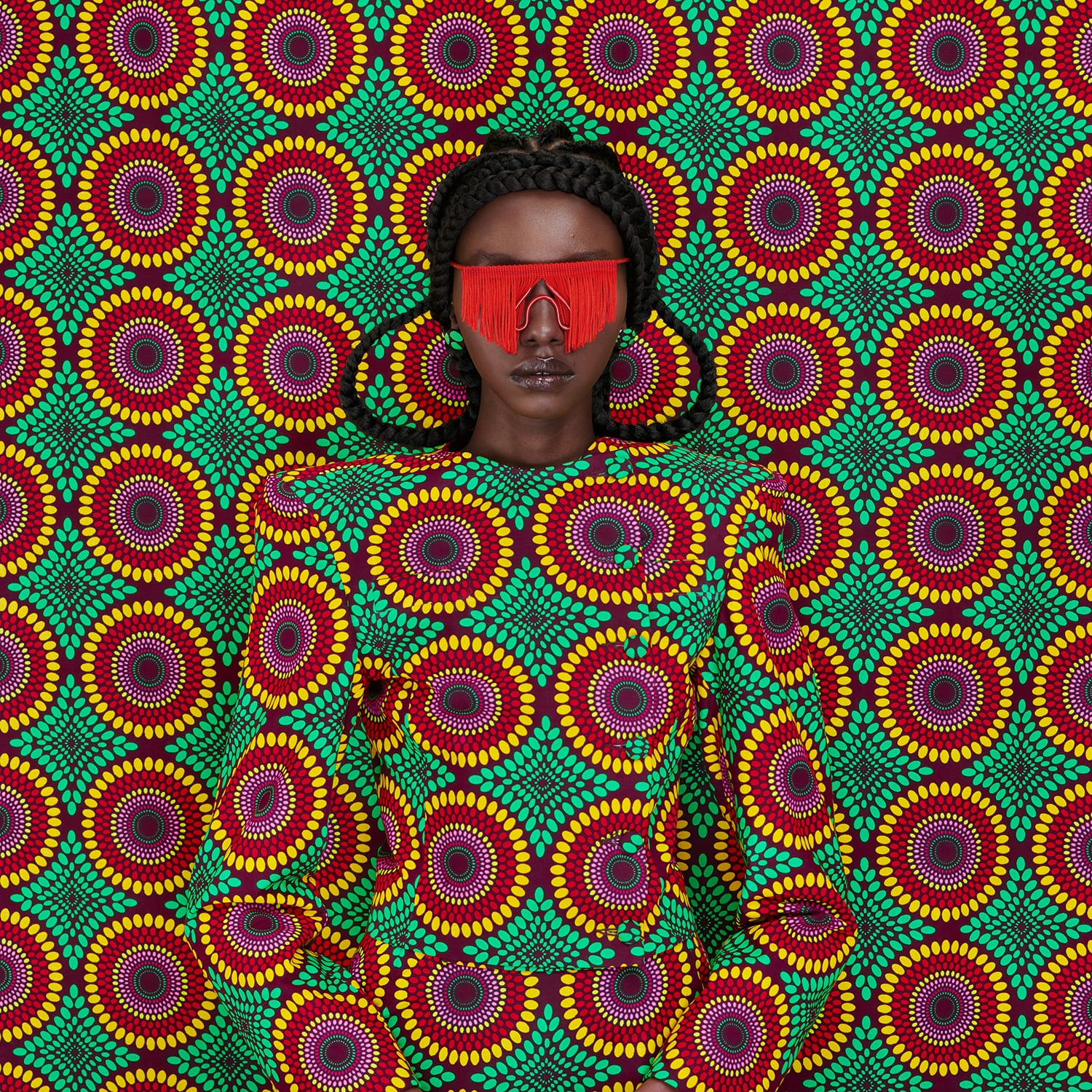 Vibrant Textiles and Repurposed Eyewear Camouflage on Thandiwe Muriu's Portraits