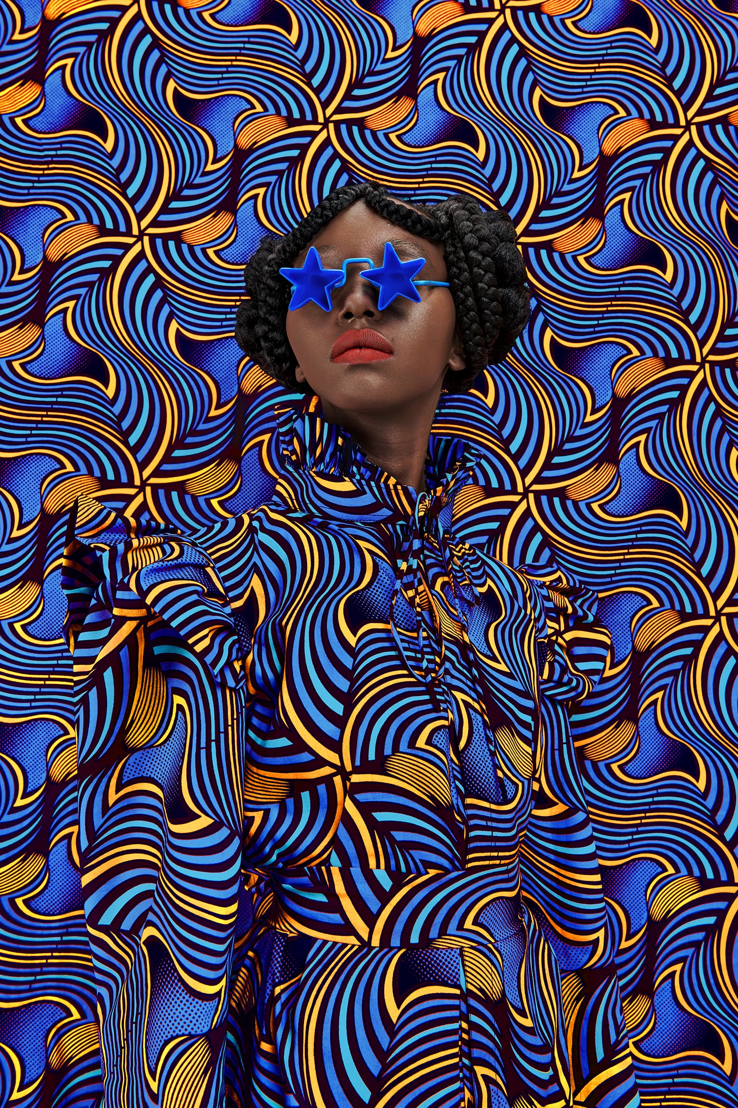 Vibrant Textiles and Repurposed Eyewear Camouflage on Thandiwe Muriu's Portraits