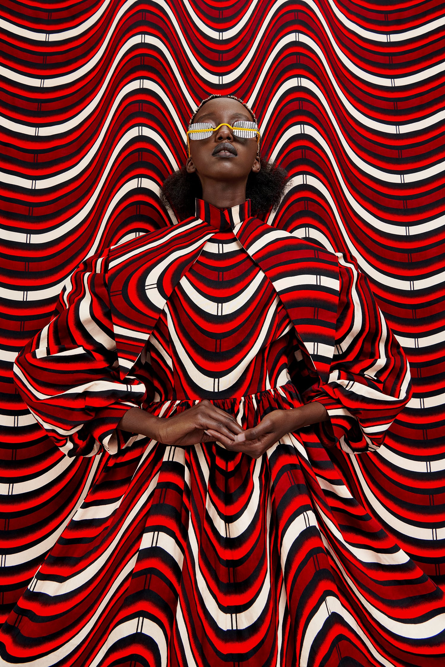 Vibrant Textiles and Repurposed Eyewear Camouflage on Thandiwe Muriu's Portraits