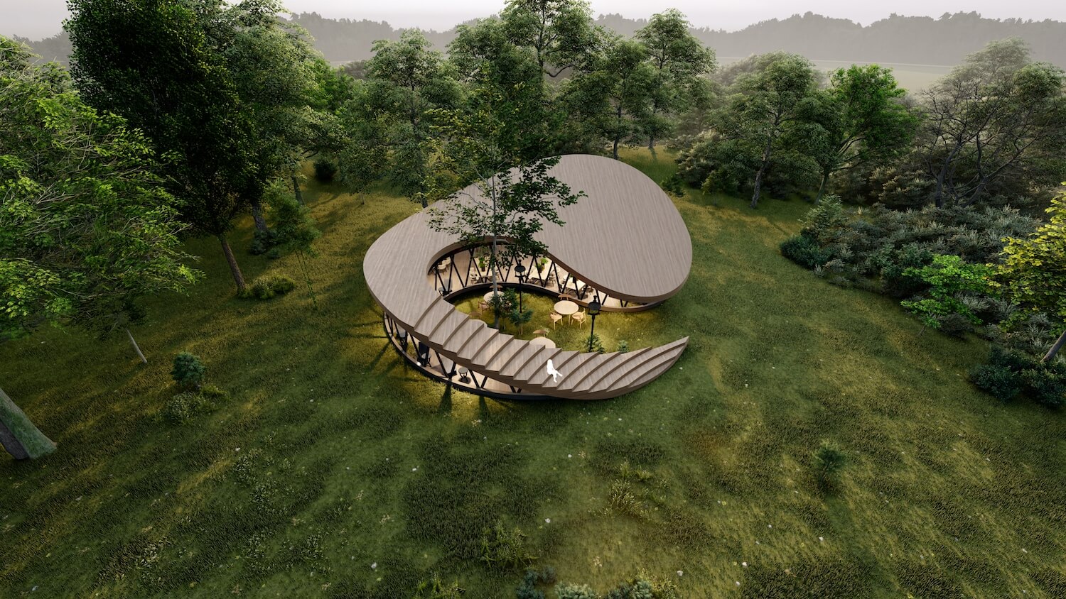 Spiral Café di Izadshahr Forest Park, Iran oleh REMM Studio