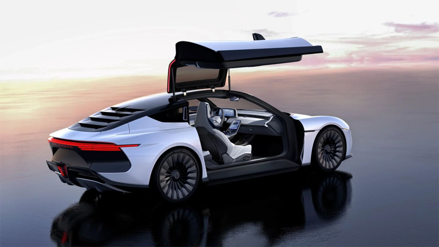 Gull-winged DeLorean Alpha5 EV