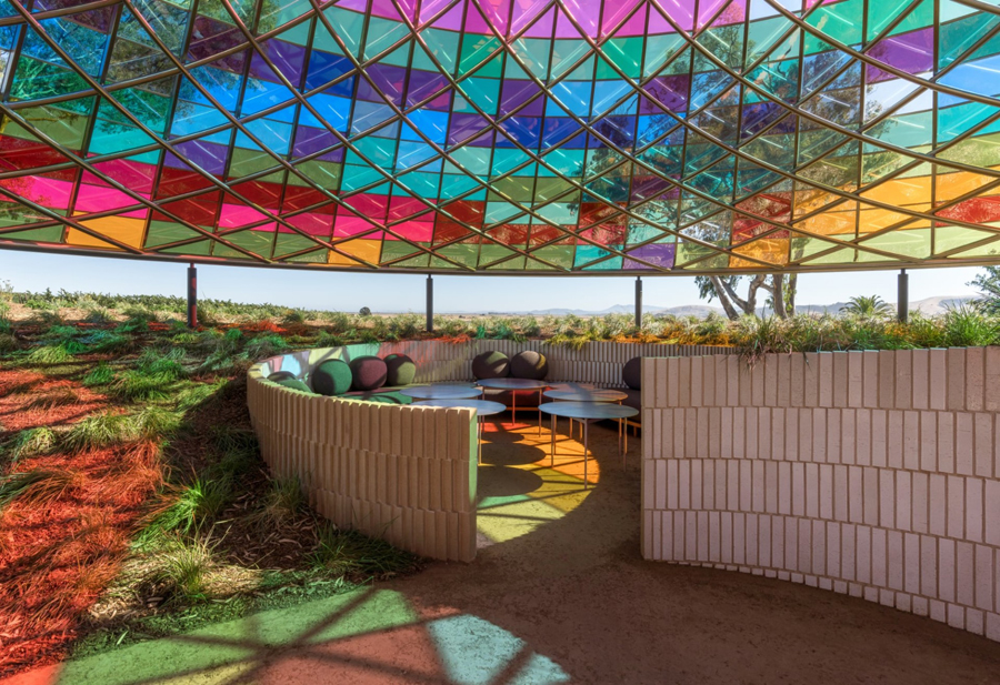 Colorful Conical Glass Pavilion for Californian Winery
