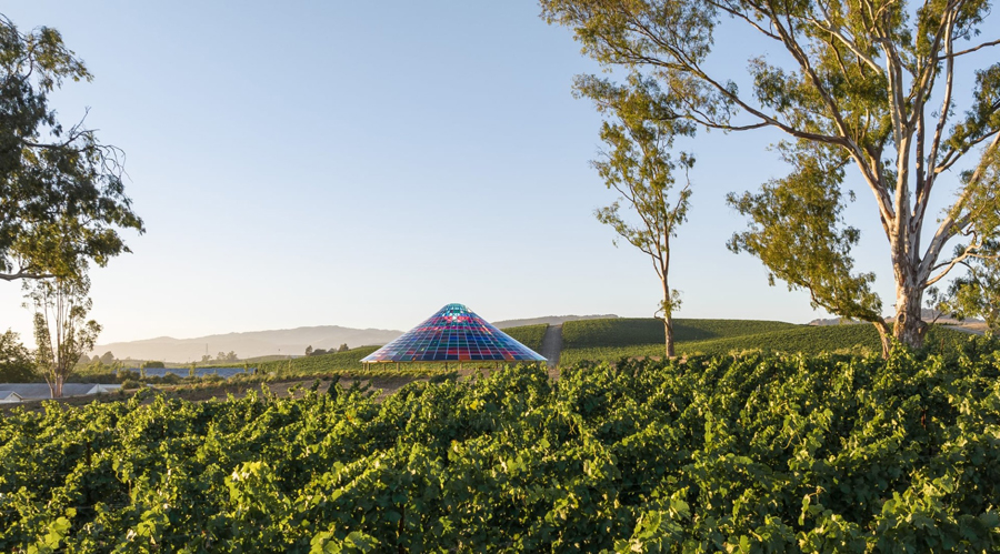 Colorful Conical Glass Pavilion for Californian Winery