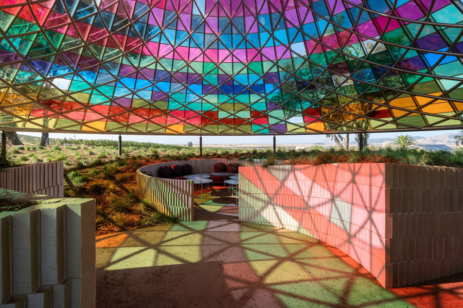 Colorful Conical Glass Pavilion for Californian Winery