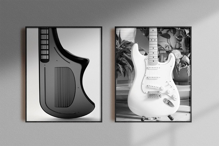 Sleek Electric Guitar with Braille Fretboard