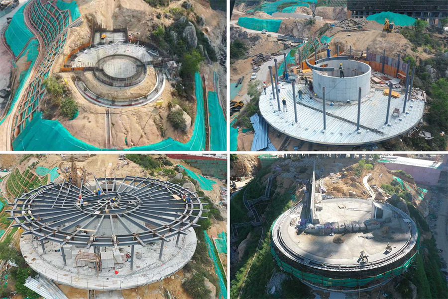 Clifftop Library in China with Circular Pool