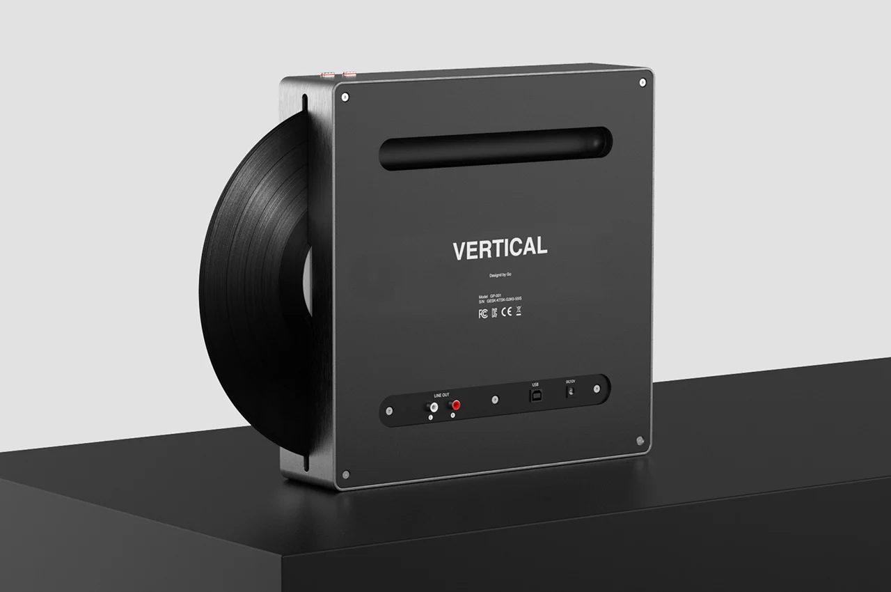 Retro-modern Vertical Turntable in Lofty Style