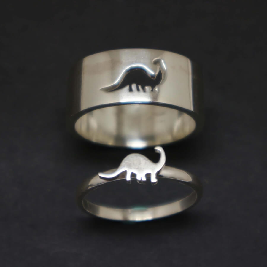 Brachiosaurus Dinosaur Couple Promise Ring