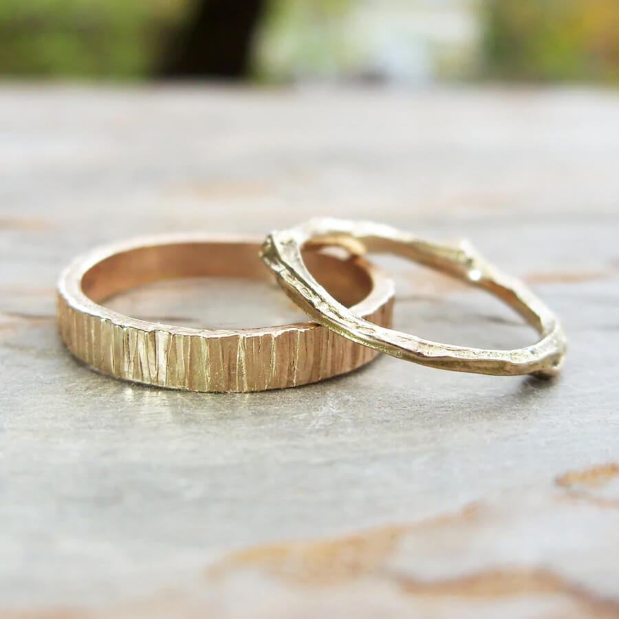 Tree Bark & Twig Promise Rings