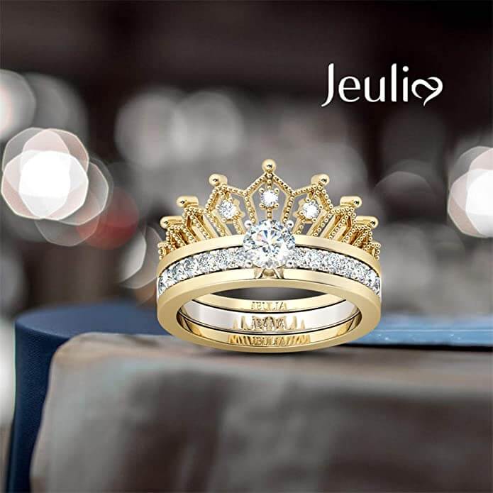 Jeulia Crown Silver Promise Ring