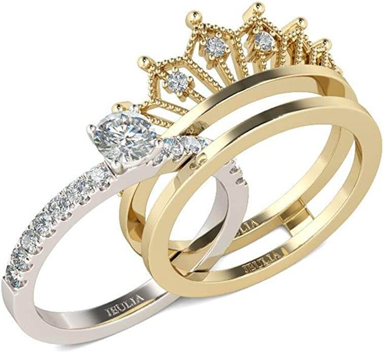 Jeulia Crown Silver Promise Ring