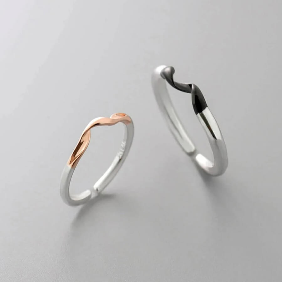 Silver Couple Promise Twist Rings