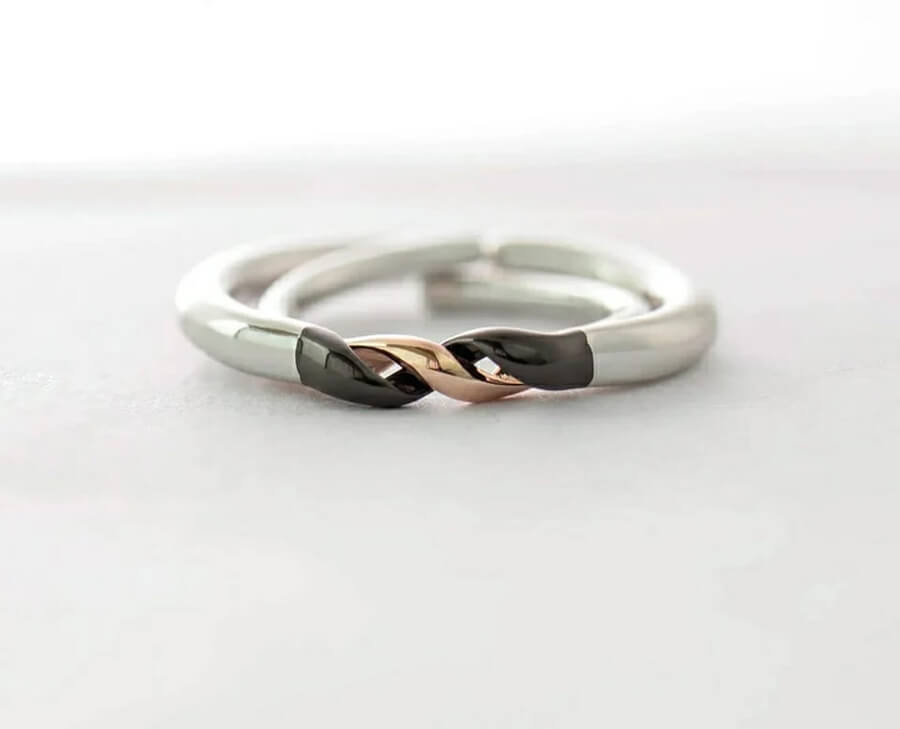 Silver Couple Promise Twist Rings