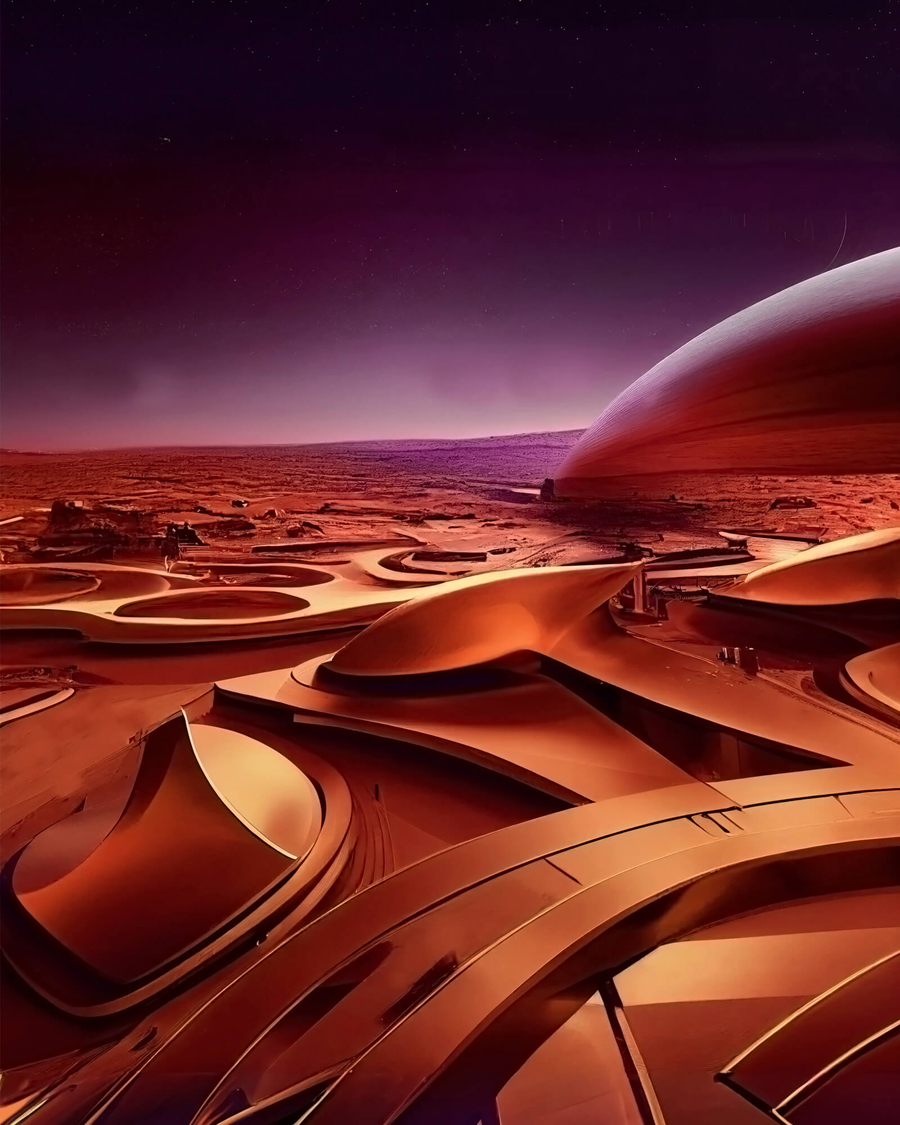 Kota di Mars oleh Arsitek Lenz dibuat dengan AI