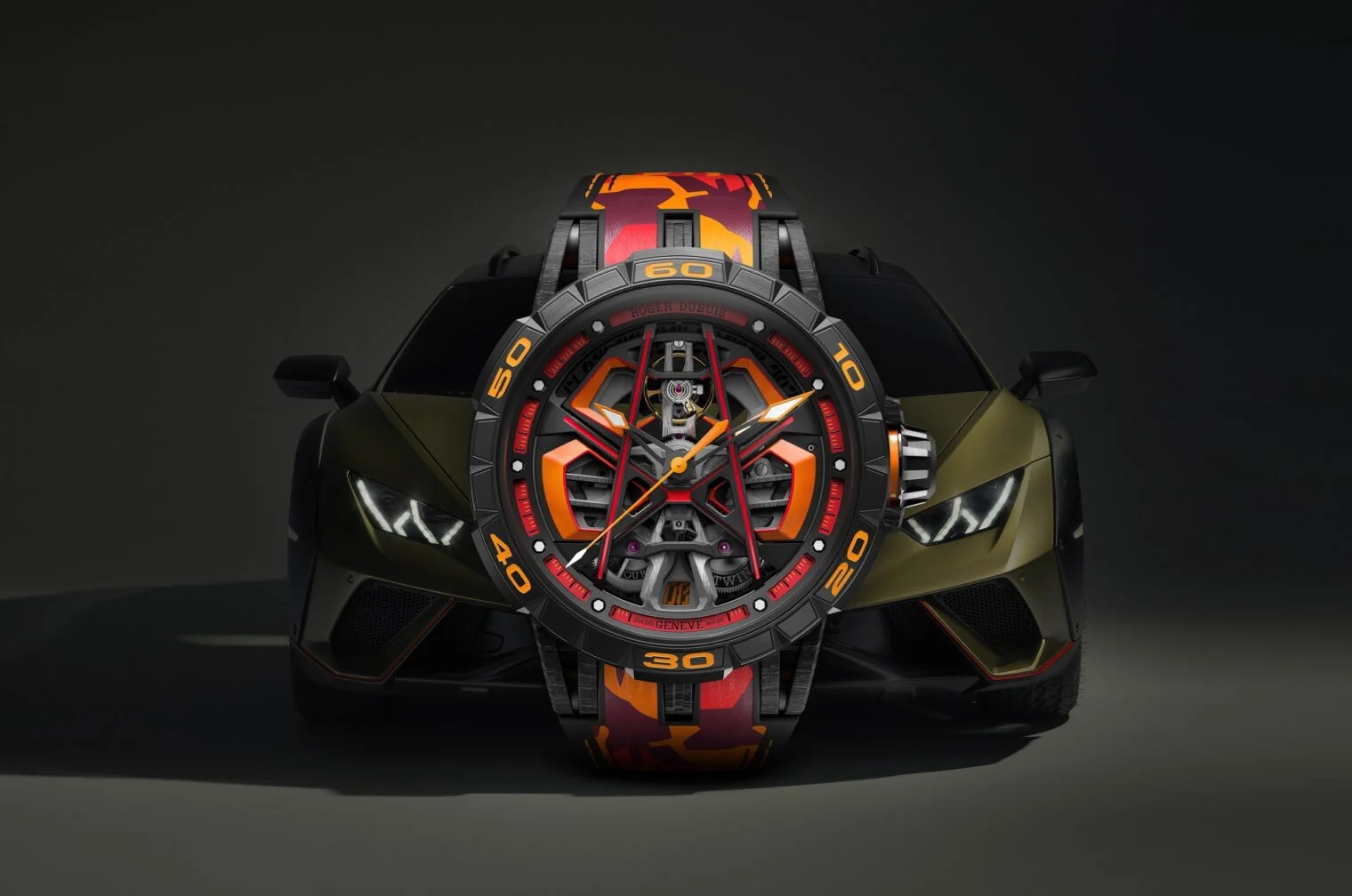 Roger Dubuis Lamborghini-Terinspirasi Excalibur Spider Huracán Serrato Monobalancier Watch