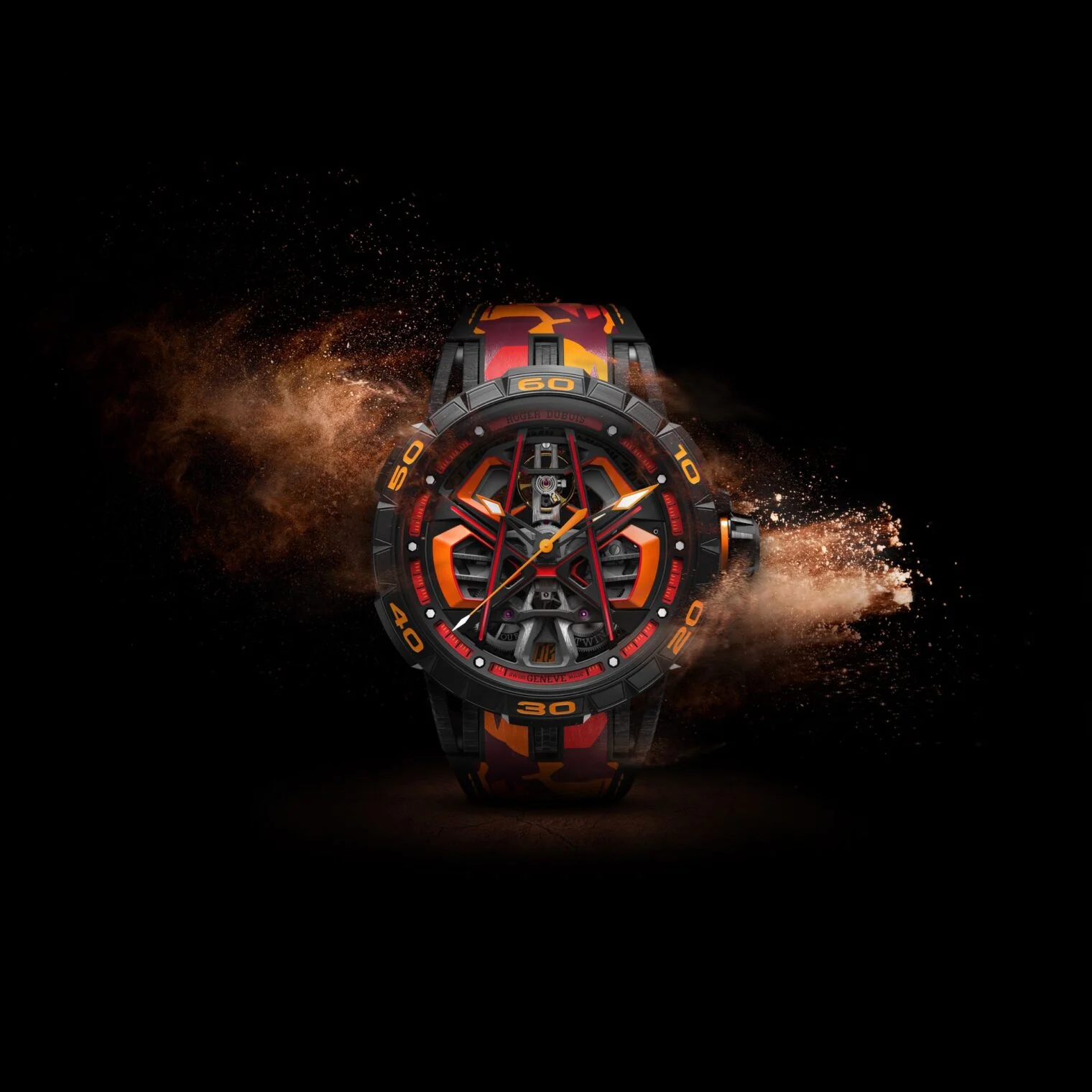 Roger Dubuis Lamborghini-Terinspirasi Excalibur Spider Huracán Serrato Monobalancier Watch