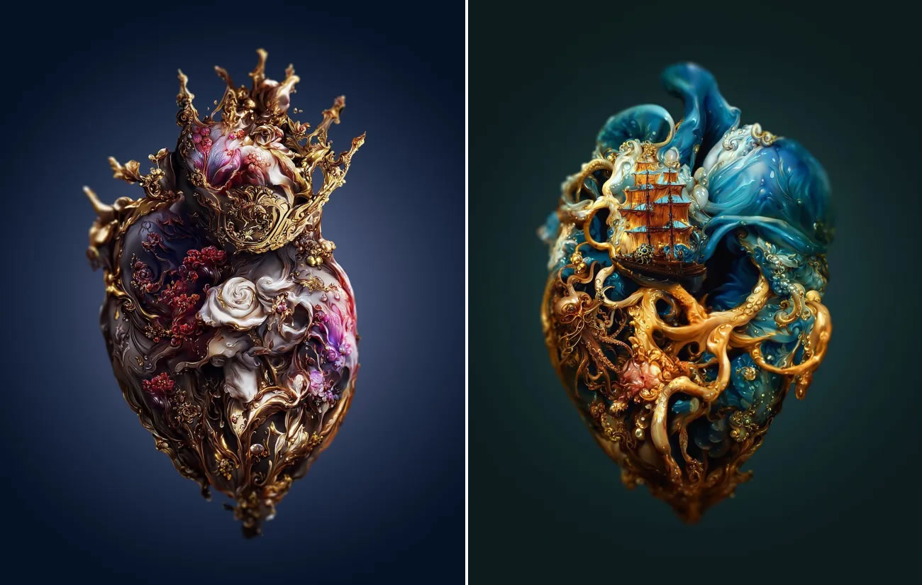 Mersmerizing AI Generated Hearts by Andrejs Pidjass