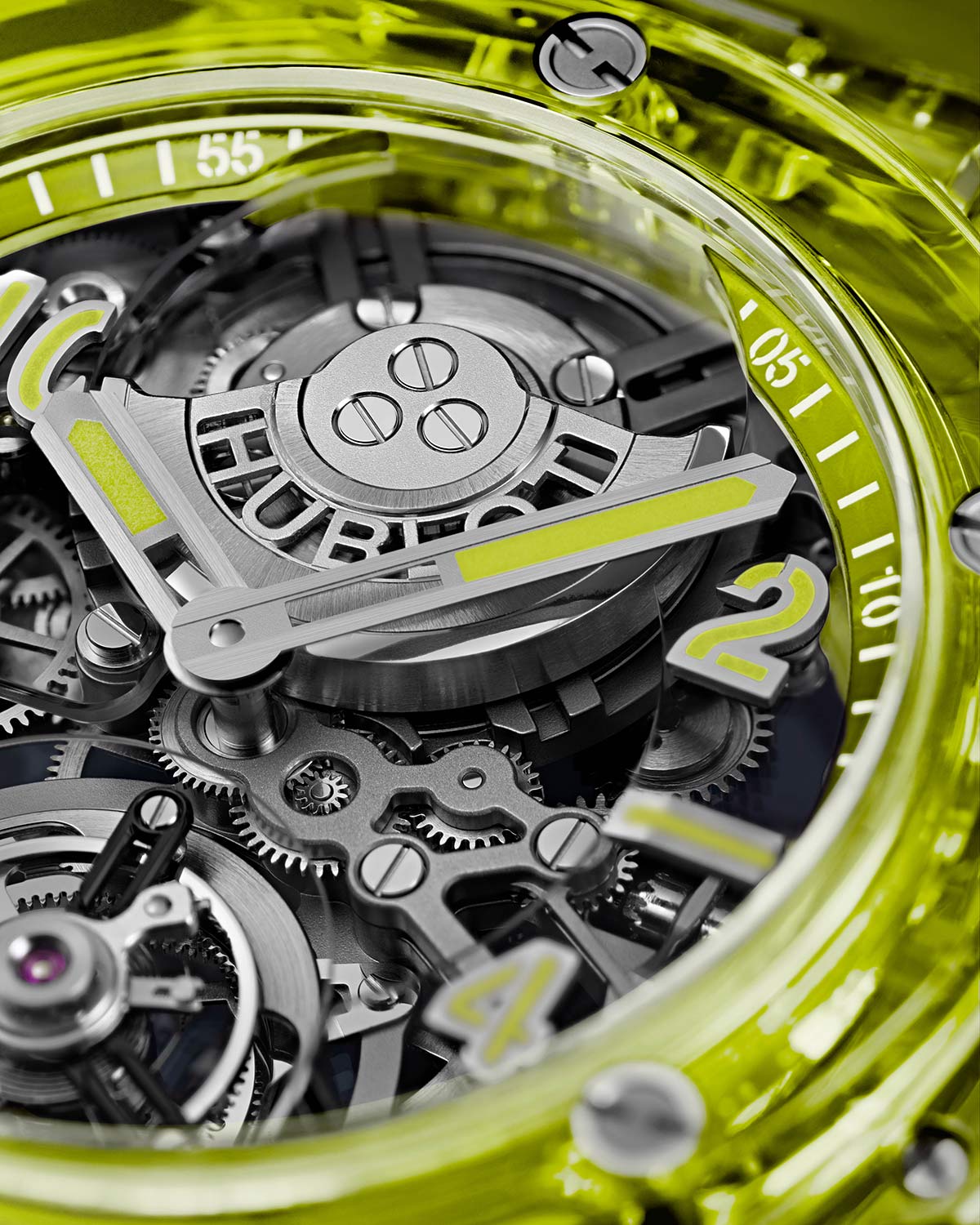 Hublot Big Bang Tourbillon SAXEM Neon Kuning Otomatis