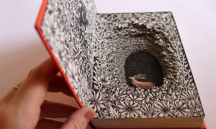 Isobelle Ouzman's Altered Books with Fairytale Scenes Inside