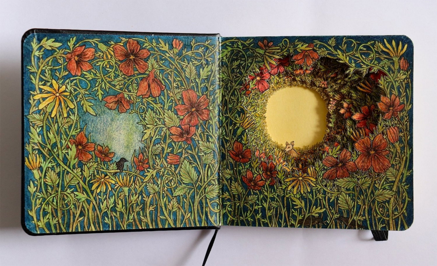 Isobelle Ouzman's Altered Books with Fairytale Scenes Inside