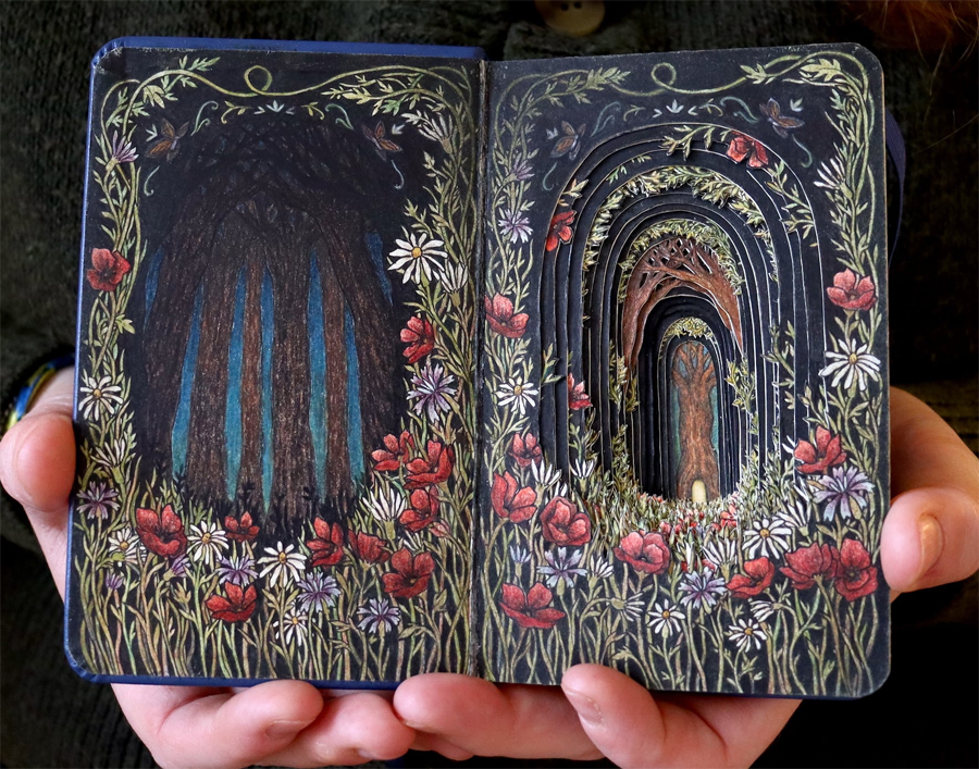 Isobelle Ouzman's Altered Books with Fairytale Scenes Inside