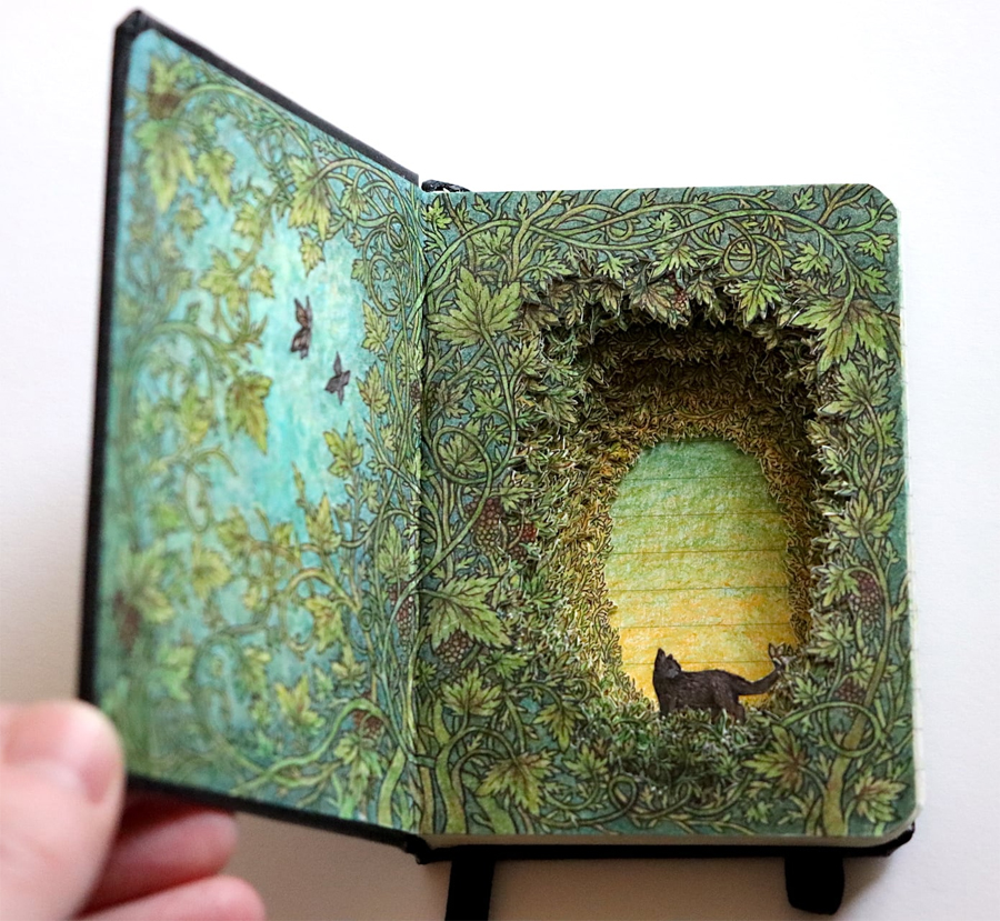 Isobelle Ouzman's Altered Books with Fairytale Scenes Inside