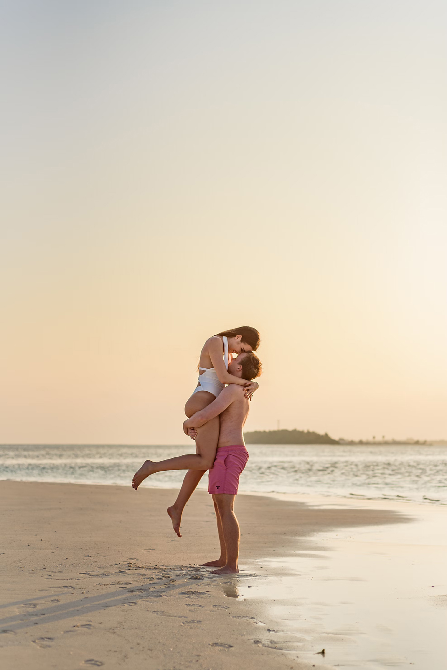 romantic couple on beach 