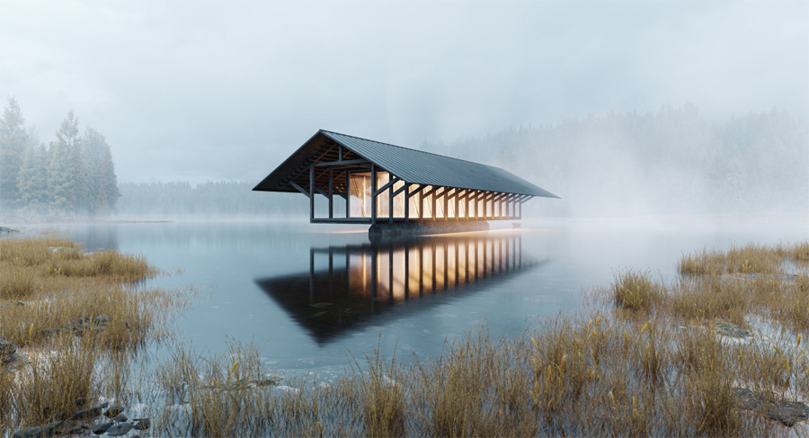 Meditation and Yoga Retreat 'Crystal Lake' Pavilion by Marc Thorpe