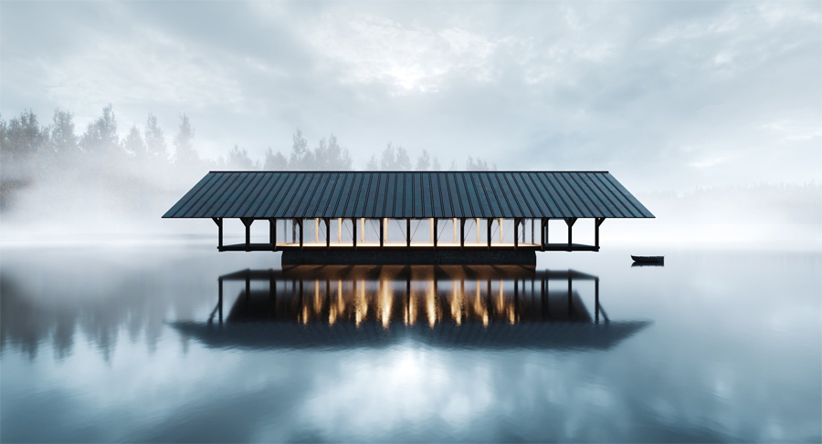 Meditation and Yoga Retreat 'Crystal Lake' Pavilion by Marc Thorpe