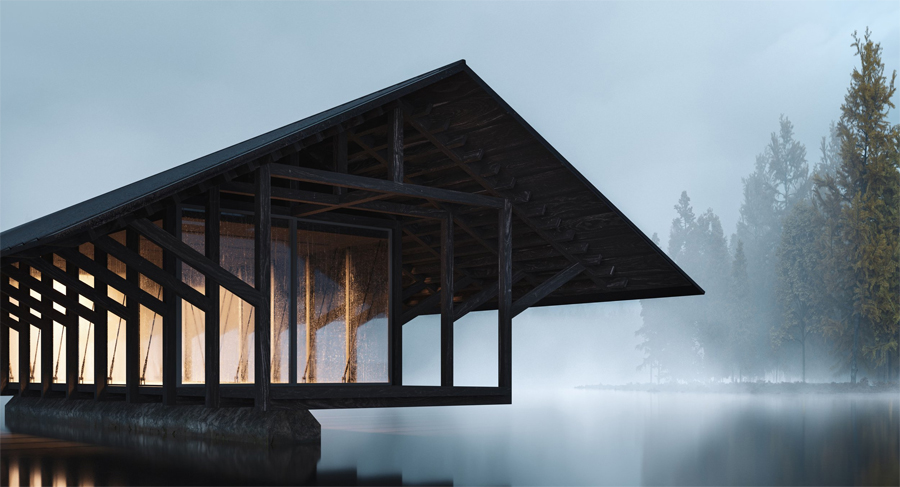 Meditation and Yoga Retreat 'Crystal Lake' Pavilion by Marc Thorpe