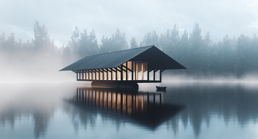 Meditasi dan Retret Yoga Paviliun Terapung ‘Crystal Lake’ oleh Marc Thorpe