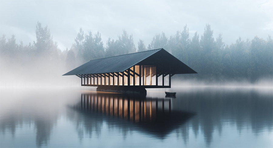 Meditation and Yoga Retreat 'Crystal Lake' Pavilion by Marc Thorpe