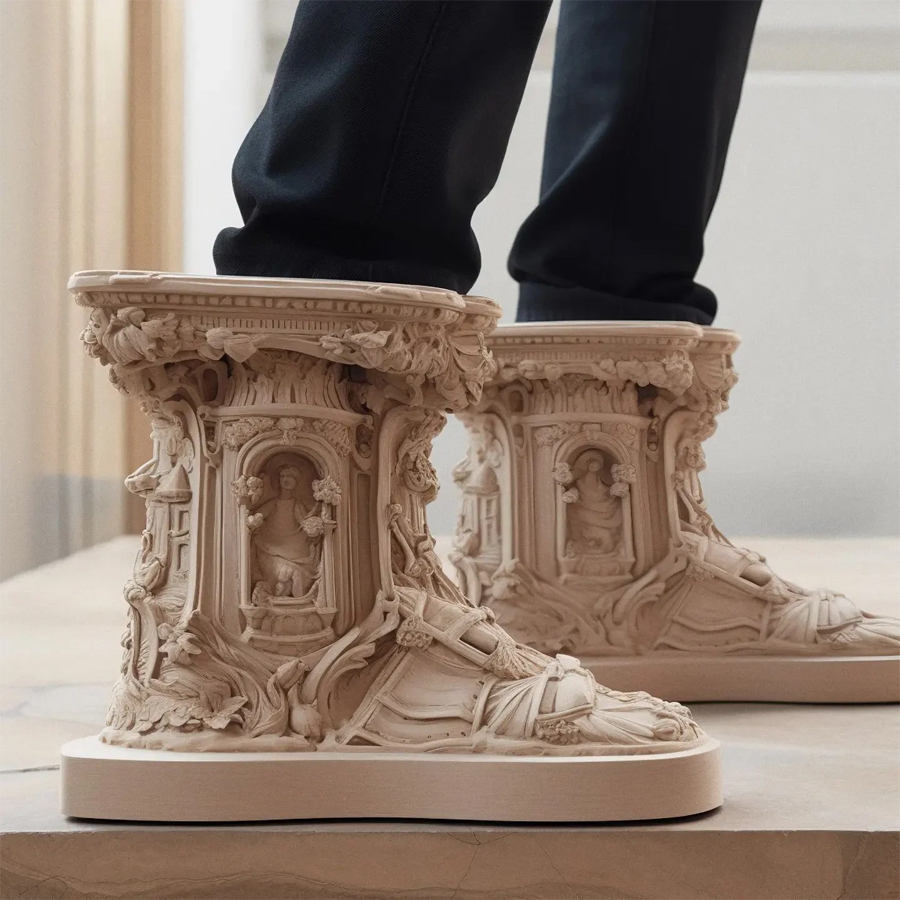 Unusual Shoes Inspired by Renaissance Architecture and AI Innovation