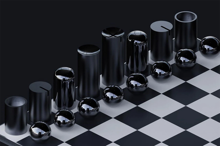 Innovative and Elegant Louis Berger's Chess Set
